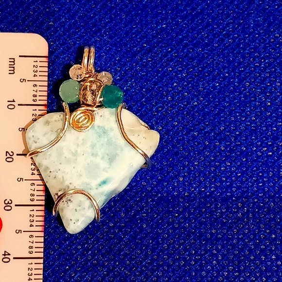 Large Larimar Pendant Sterling Silver Extraordinary Shape - Picture 4 of 15